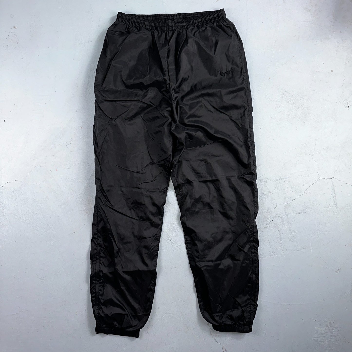 Nike VTG 90s Windbreaker Track Pants Ankle Zip Lined Black 1990s Essential
