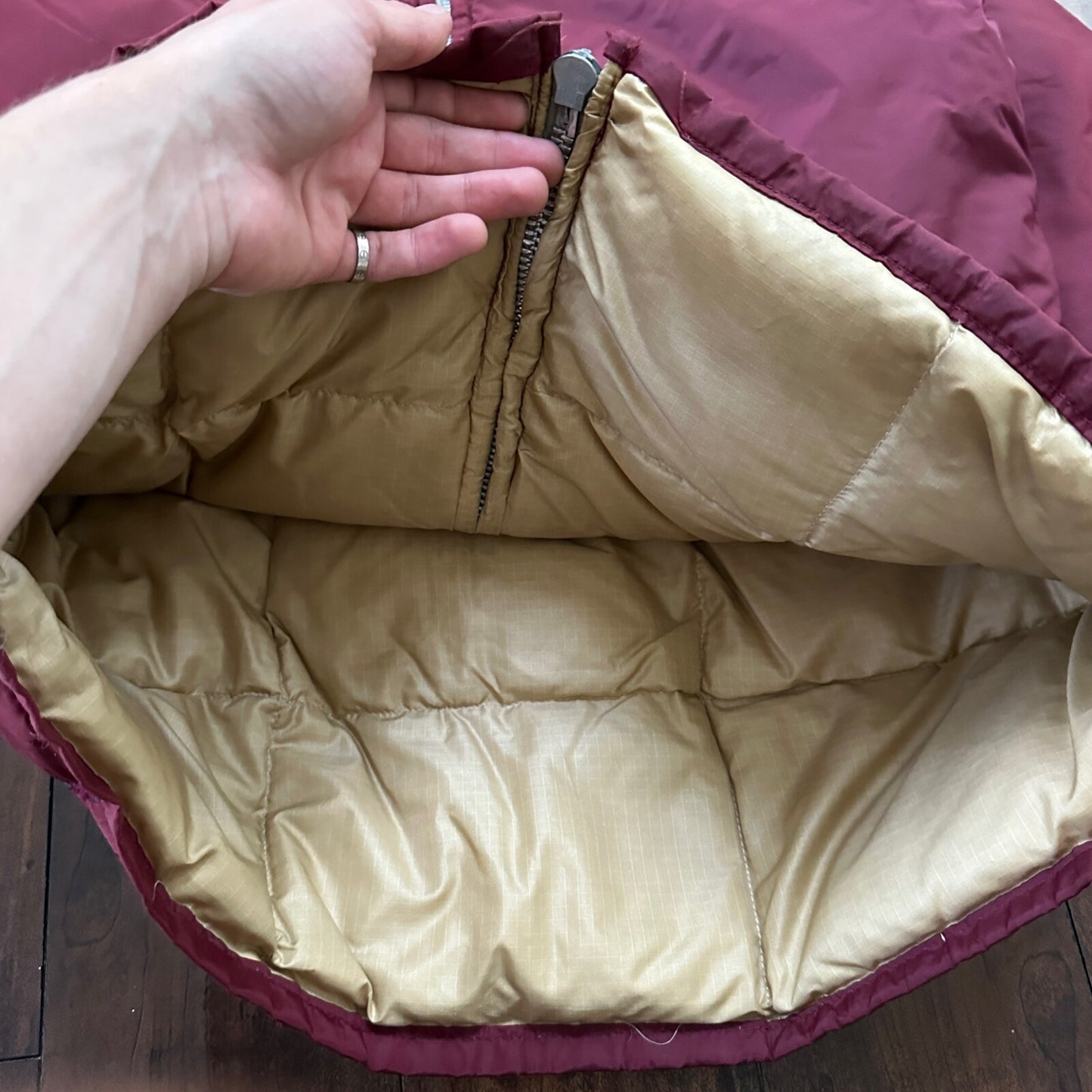 Vintage 1960s Goose Down Alp Sport Jacket L Ski Parka Coat Red Talon zip Bauer