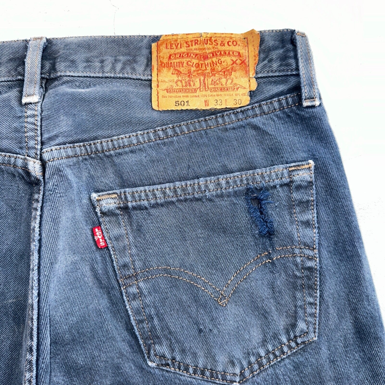 Levis 501 Vintage 90s USA XX Straight Leg Jeans Blue Overdyed 33x30 Act 32x29