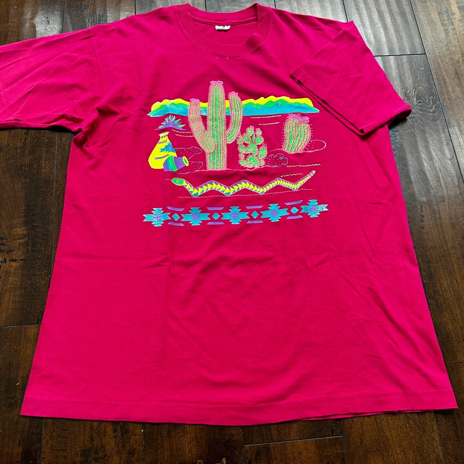 Cactus Pink FOTL 90s Vintage T Shirt Single Stitch Snake Arizona Travel USA Rap