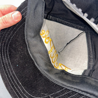 Conway Washington Bell Pole Corduroy VTG Hat Cap Snapback Black USA Hiking Truck