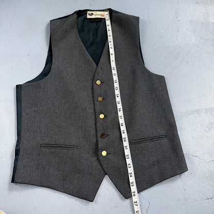 VTG Mens 2 PC Suit 44L Jacket Coat Vest Gray Levis Panatela Wool 80s