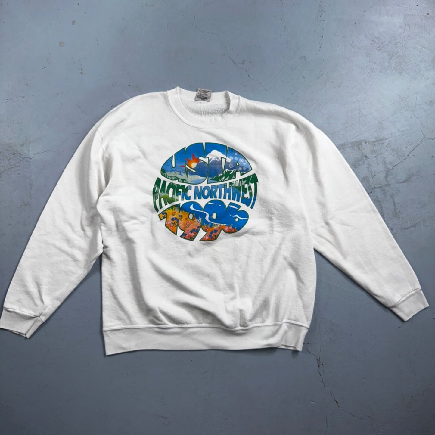 Oneita USTA 1996 Pacific Northwest VTG 90s Crewneck Sweatshirt Earth Peace