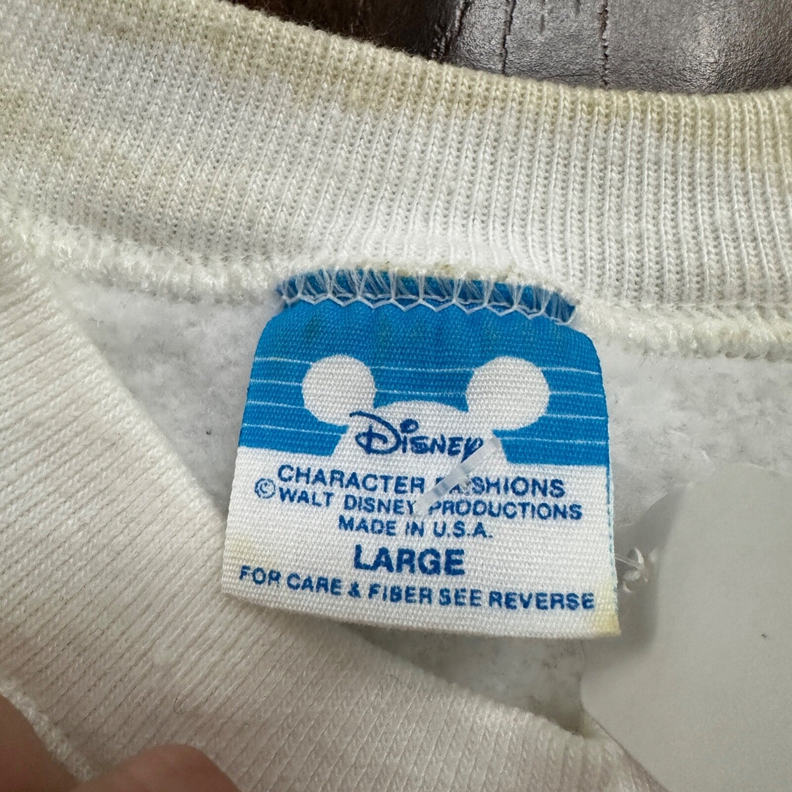 VTG 80s Mickey Mouse Sweatshirt USA L Mens White Pullover Crewneck 1980s