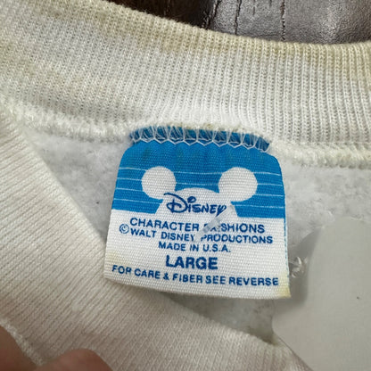 VTG 80s Mickey Mouse Sweatshirt USA L Mens White Pullover Crewneck 1980s