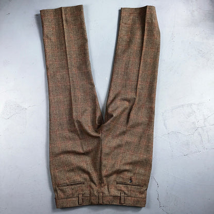 VTG Mens 3 PC Suit 42 Jacket Coat Pants Vest Plaid Rockabilly 70s 1970s Brown