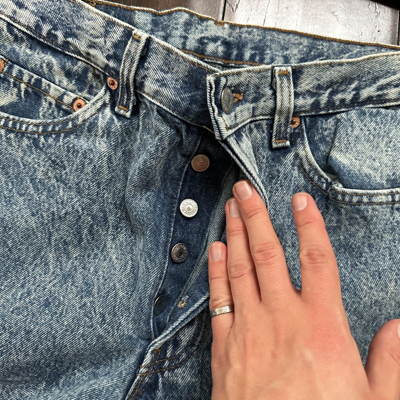VTG 90s Levis 501 Button Fly 30x36 USA Tag Jeans Straight Acid Wash XX Act 27x32