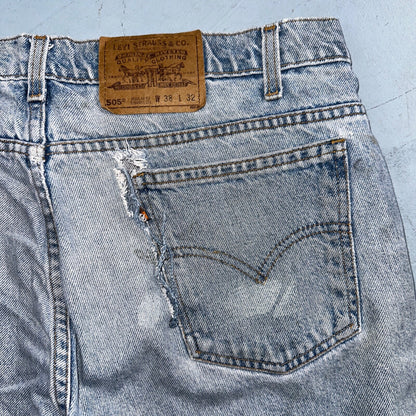 Levis 505 Vintage 90s Mexico Orange Tab Jeans 38x32 Blue Light Wash Act 36x30