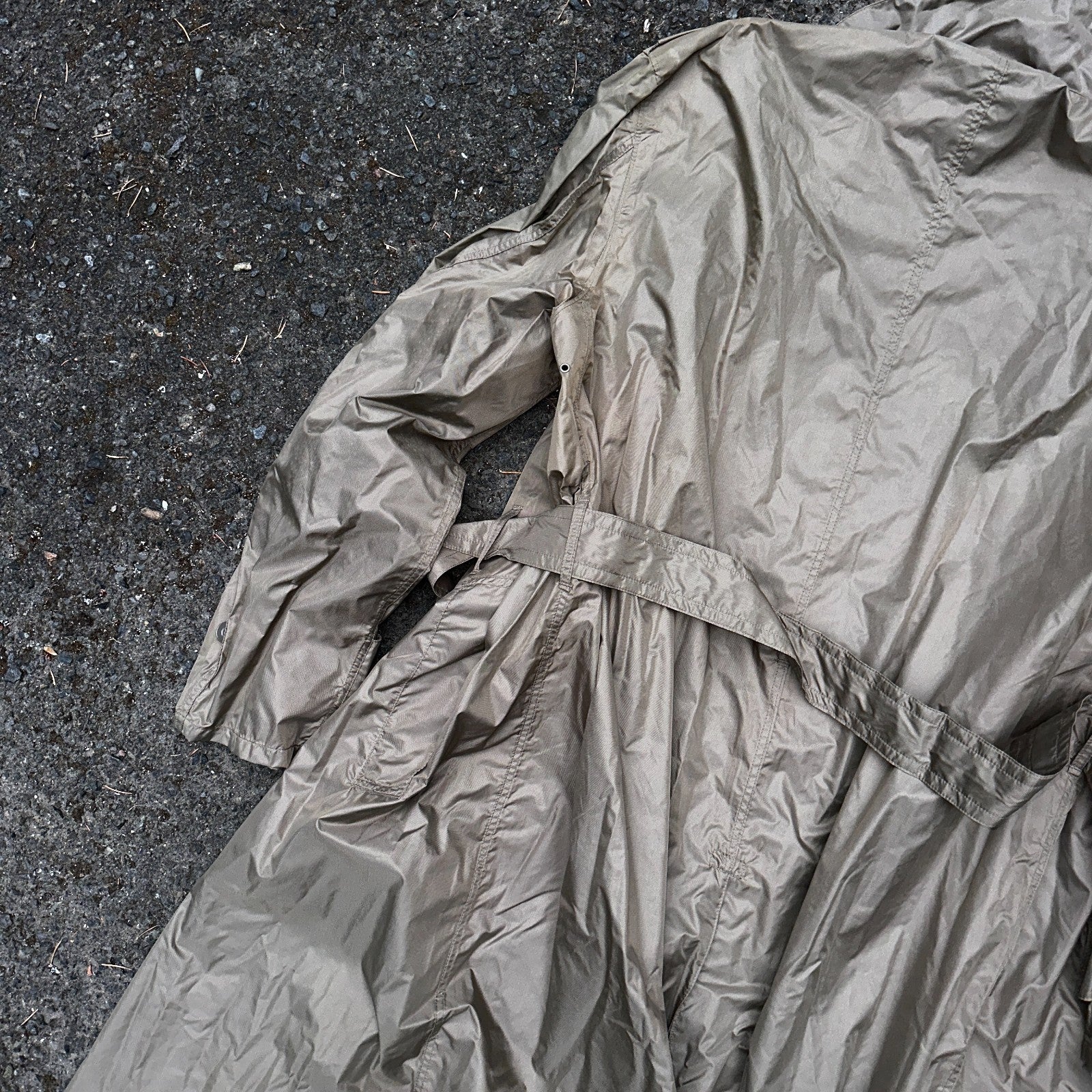 VTG 1958 US Army Mans Raincoat Nylon Taupe Shade 179 Military Uniform Mens 38L