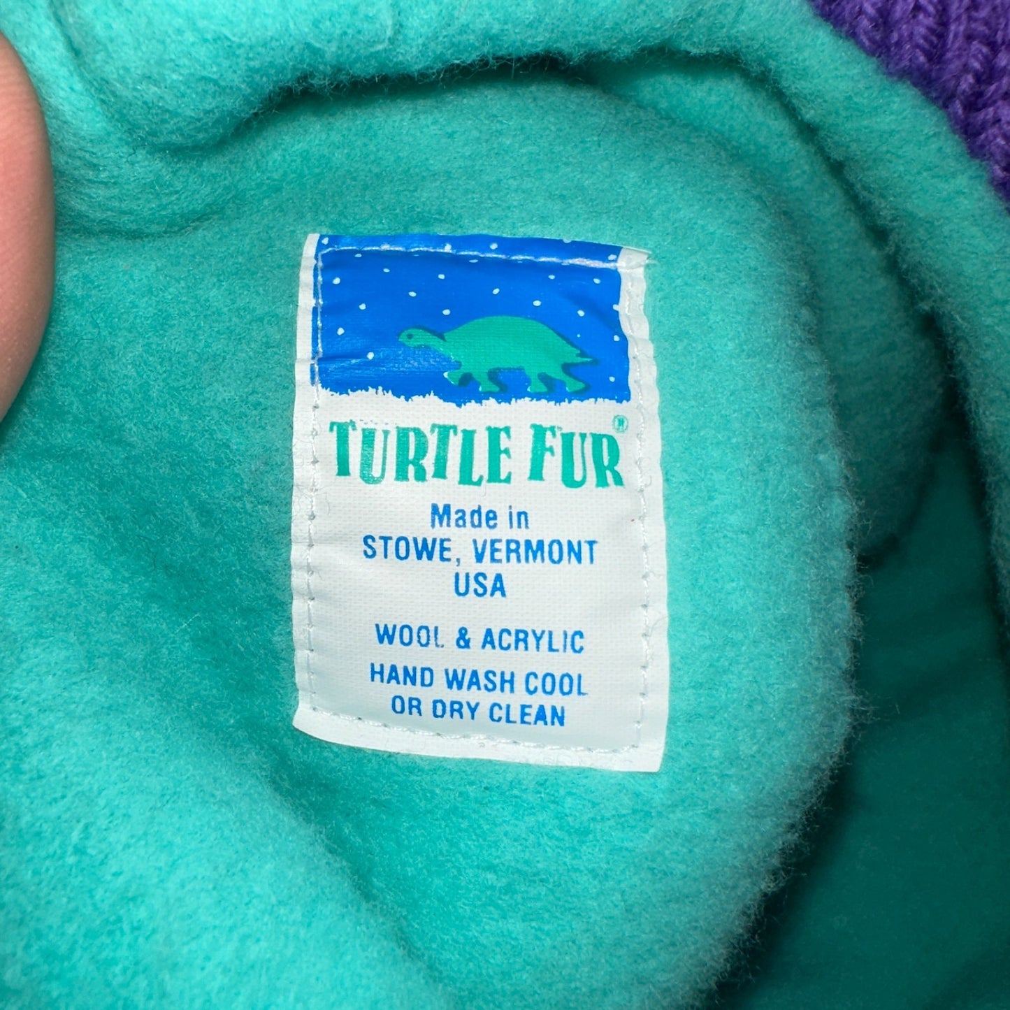 Vintage Turtle Fur Winter Beanie Hat Made in USA Wool Lined Snowflake Earflap