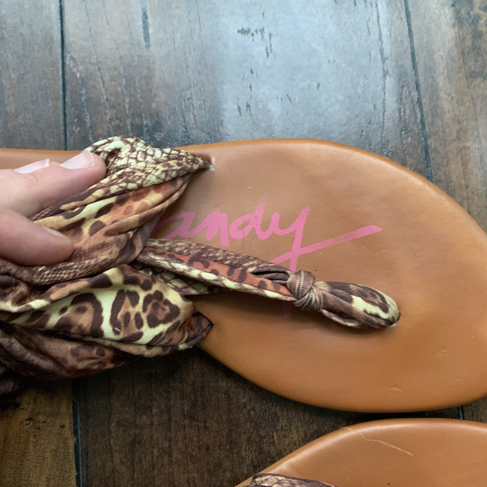 Rock & Candy By Zigi Size 8 Women’s Brown Gold Detailed Cheetah Sandals Wrap