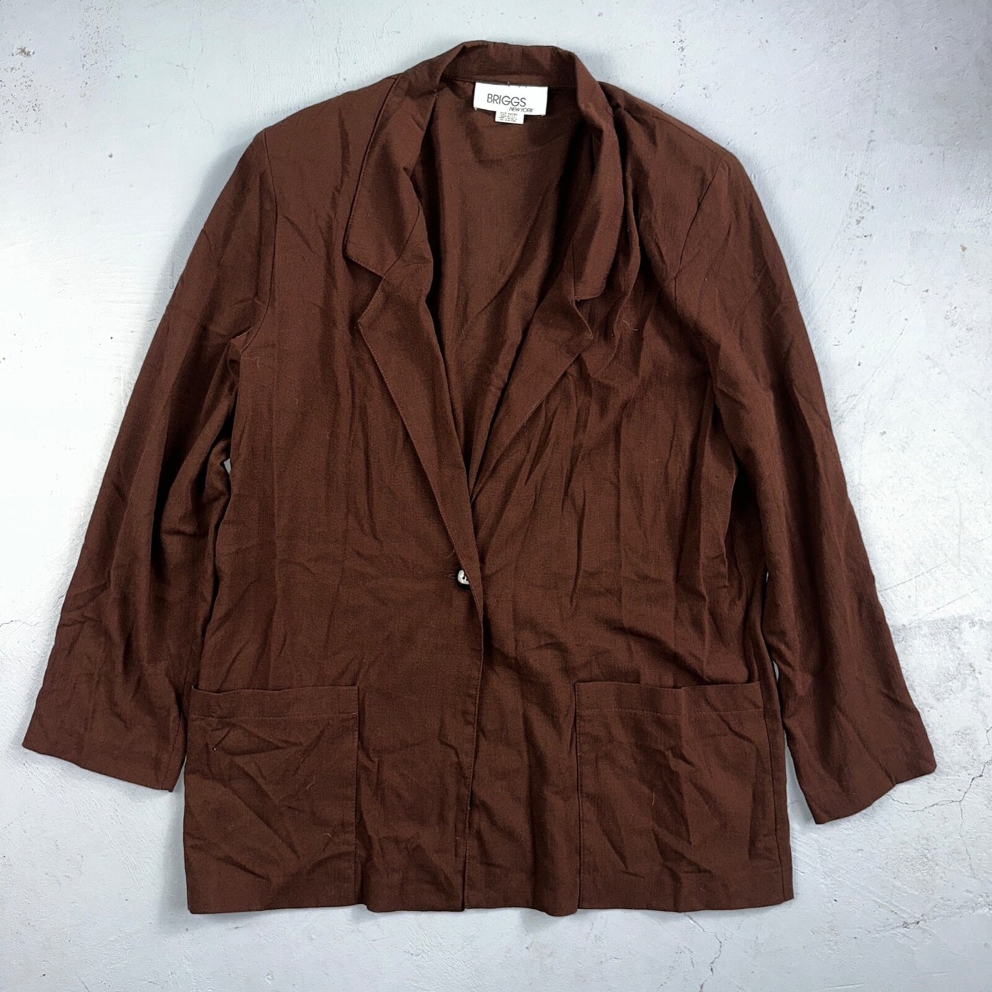 Briggs New York 2 Pc Womens 12 Brown Stretch Pants Blazer Vintage USA 80s