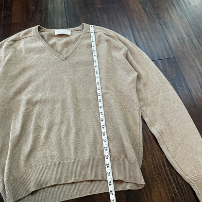 Norm Thompson 100% Cashmere 2-Ply Crew Neck Sweater Size 44 Scotland Beige
