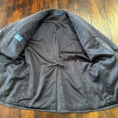 VTG Pendleton Blazer Men's 44 Wool Sport Coat USA Blue Gray Knit Button-Up 70s