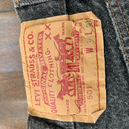 Levis 501 Vintage 90s Straight Leg XX USA Jeans 36x30 Black Wash Act 32x26