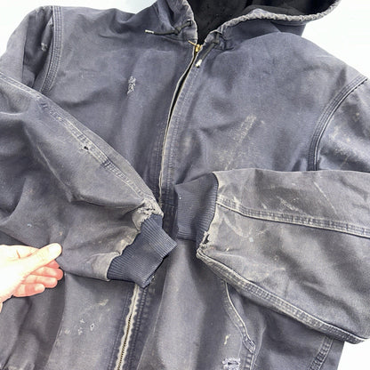 Carhartt Jacket VTG Mens Large Purple Hooded Distressed Bomber J208 MDT Thrashed