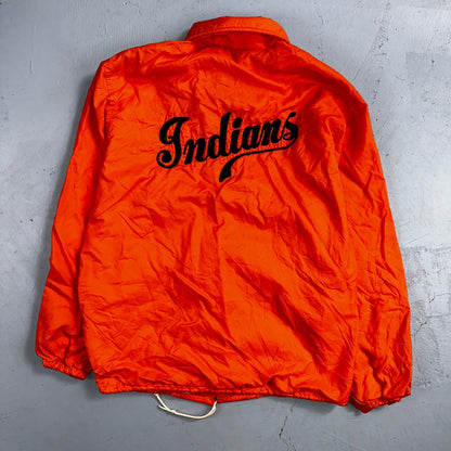 Vintage Indians Coach Starter Satin Jacket Nylon 80s Orange Chainstitch Pat