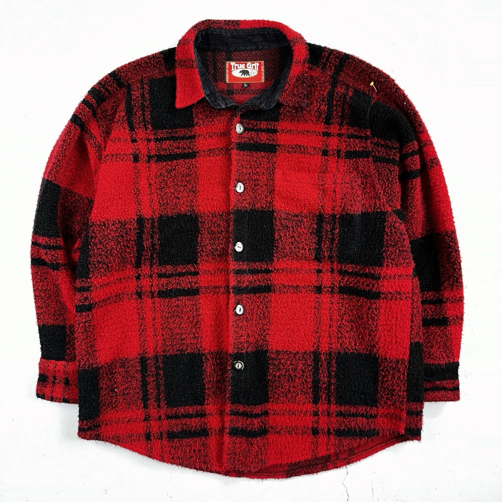 True Grit VTG 80s Made in USA Fleece Jacket Shirt Jacket Plaid Flannel Buffalo