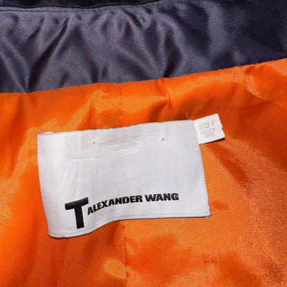 T Alexander Wang Navy Blue Satin Women Bomber Jacket Crop Size 6 Designer Silky