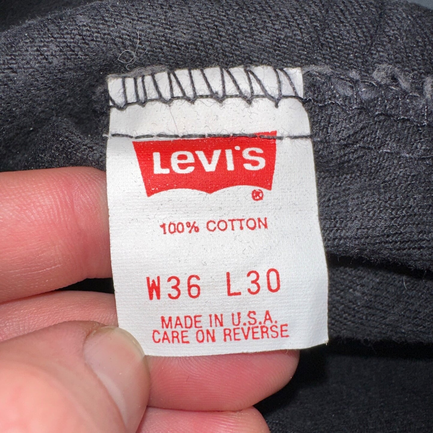 Levis 505 Vintage 90s USA Red Tab Jeans 36x30 Black Wash 1992 501 Act 36x29