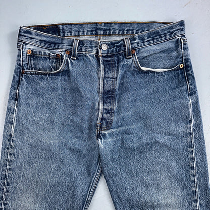 Levis 501 Vintage 90s USA XX Straight Leg Jeans Blue Light Wash 35x34 Act 33x31