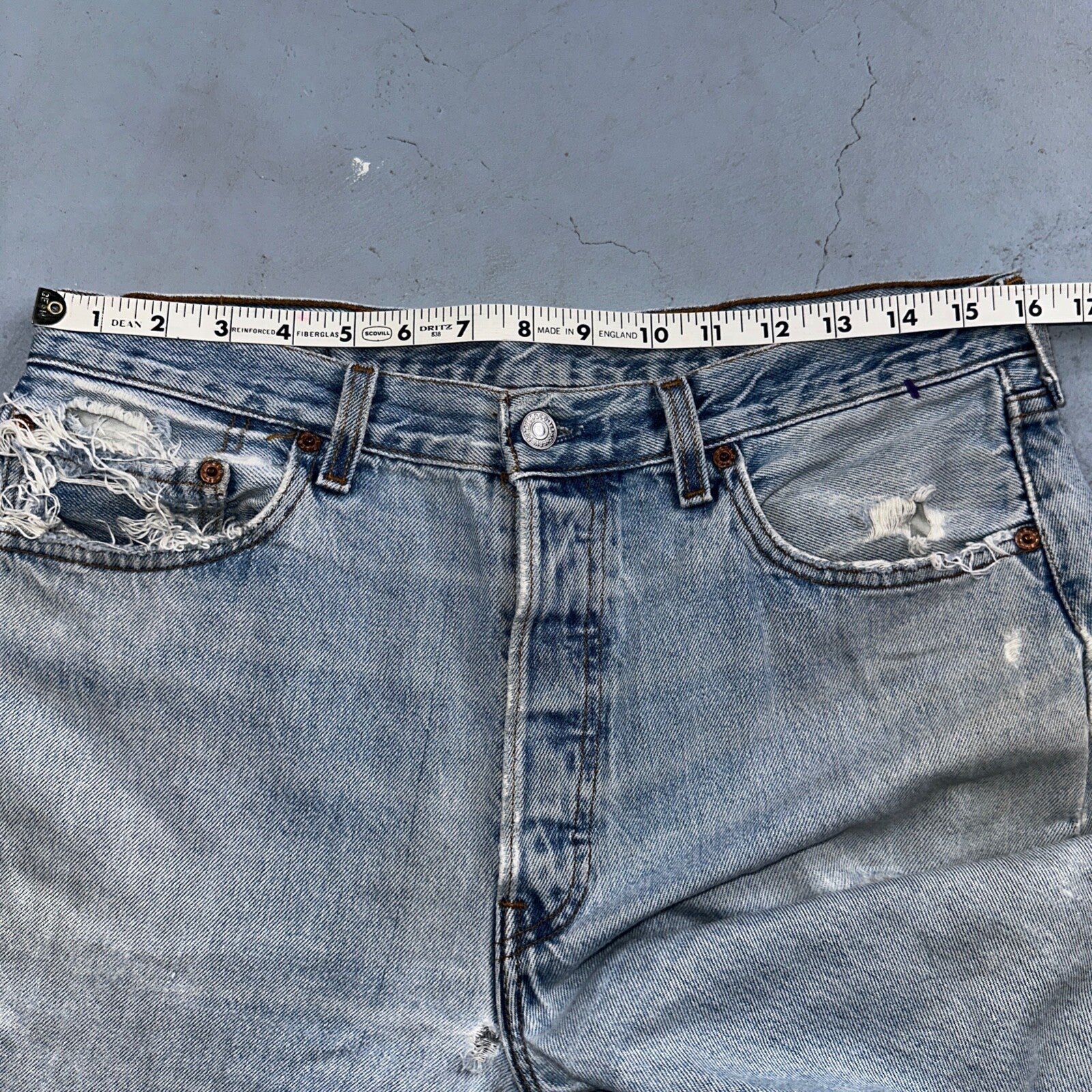 Levis 501 Vintage 90s USA XX Straight Leg Jeans Blue Light Wash 34x34 Act 32x32