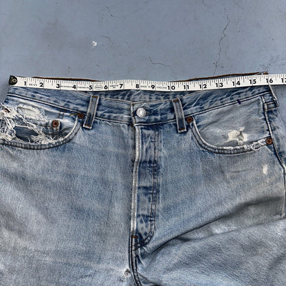 Levis 501 Vintage 90s USA XX Straight Leg Jeans Blue Light Wash 34x34 Act 32x32