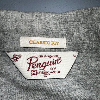 Penguin Polo Shirt Mens M Gray Short Sleeve Classic Fit Button Pocket