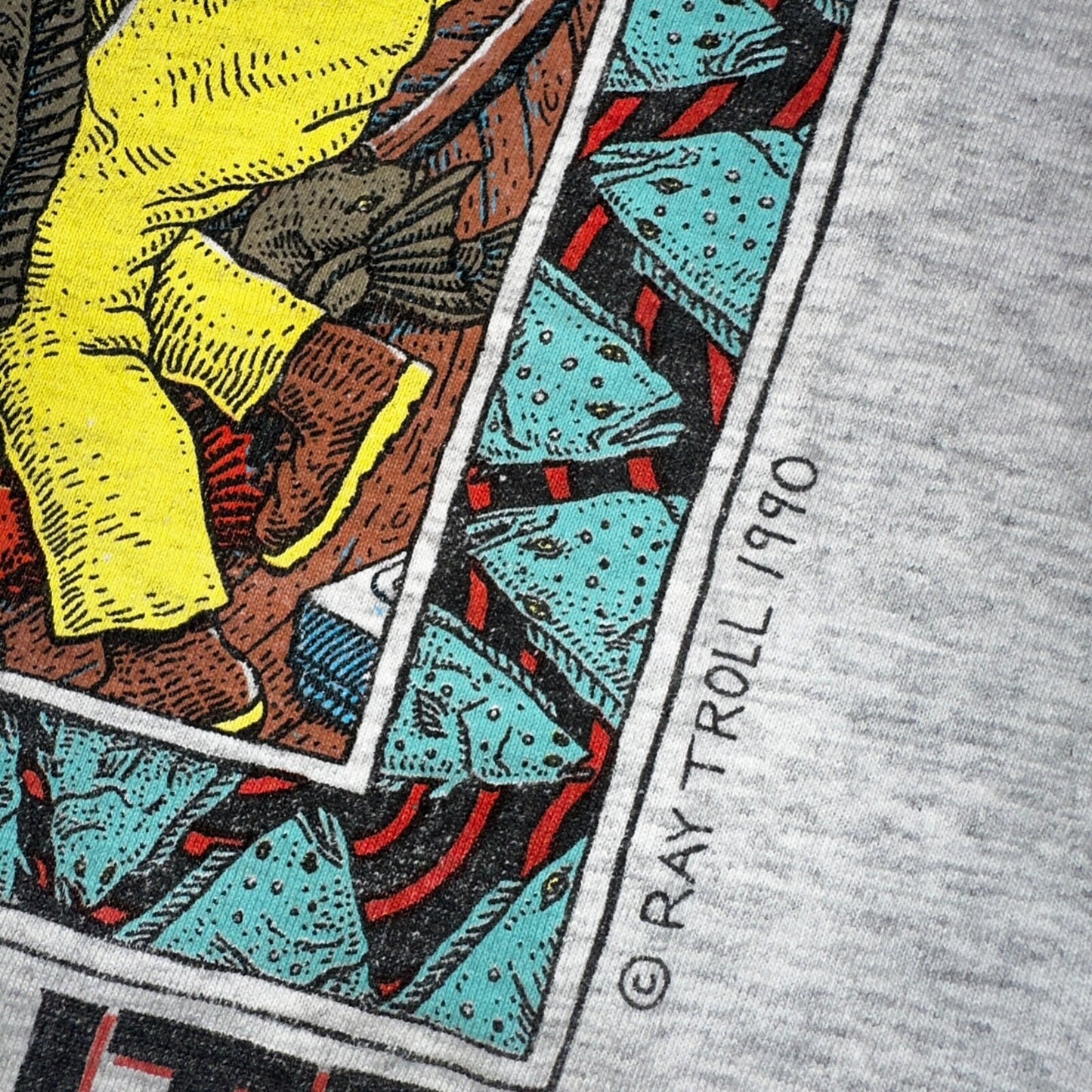 Ray Troll 1990 Alaska Halibut Kickin Butt VTG T Shirt 90s Single Stitch Fish Lee