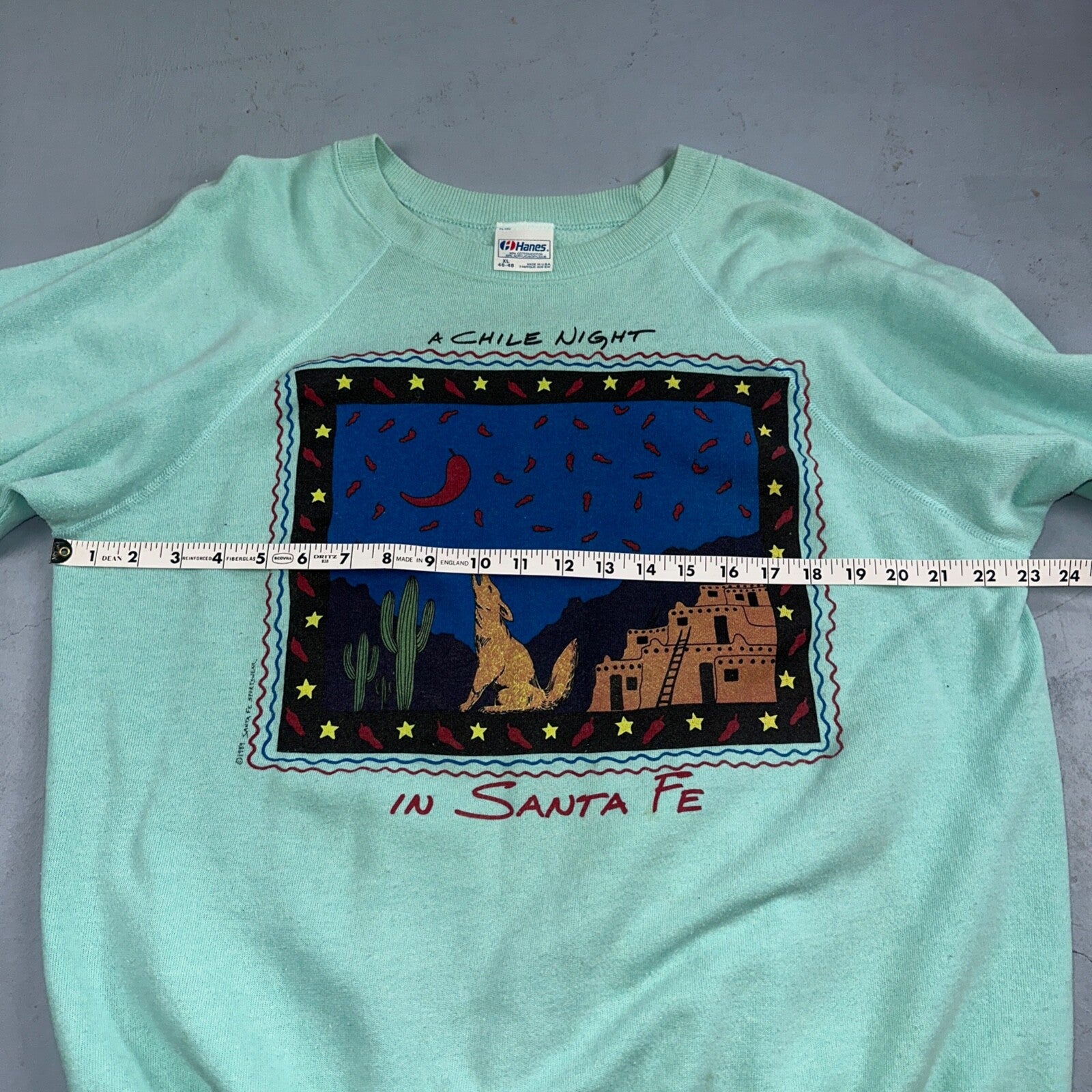 Hanes XL Santa Fe Chili Night Sweatshirt XL 80s VTG Crewneck Howling Wolf