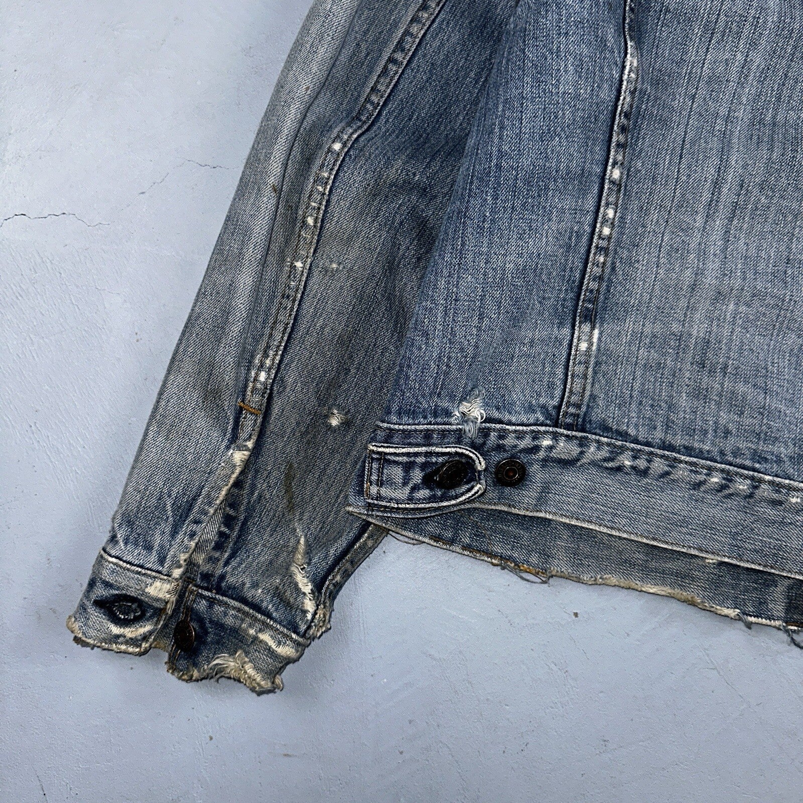 Levis VTG Denim Size 42 Type 3 III Trucker Jean Jacket Thrashed 1970s 70s Patch