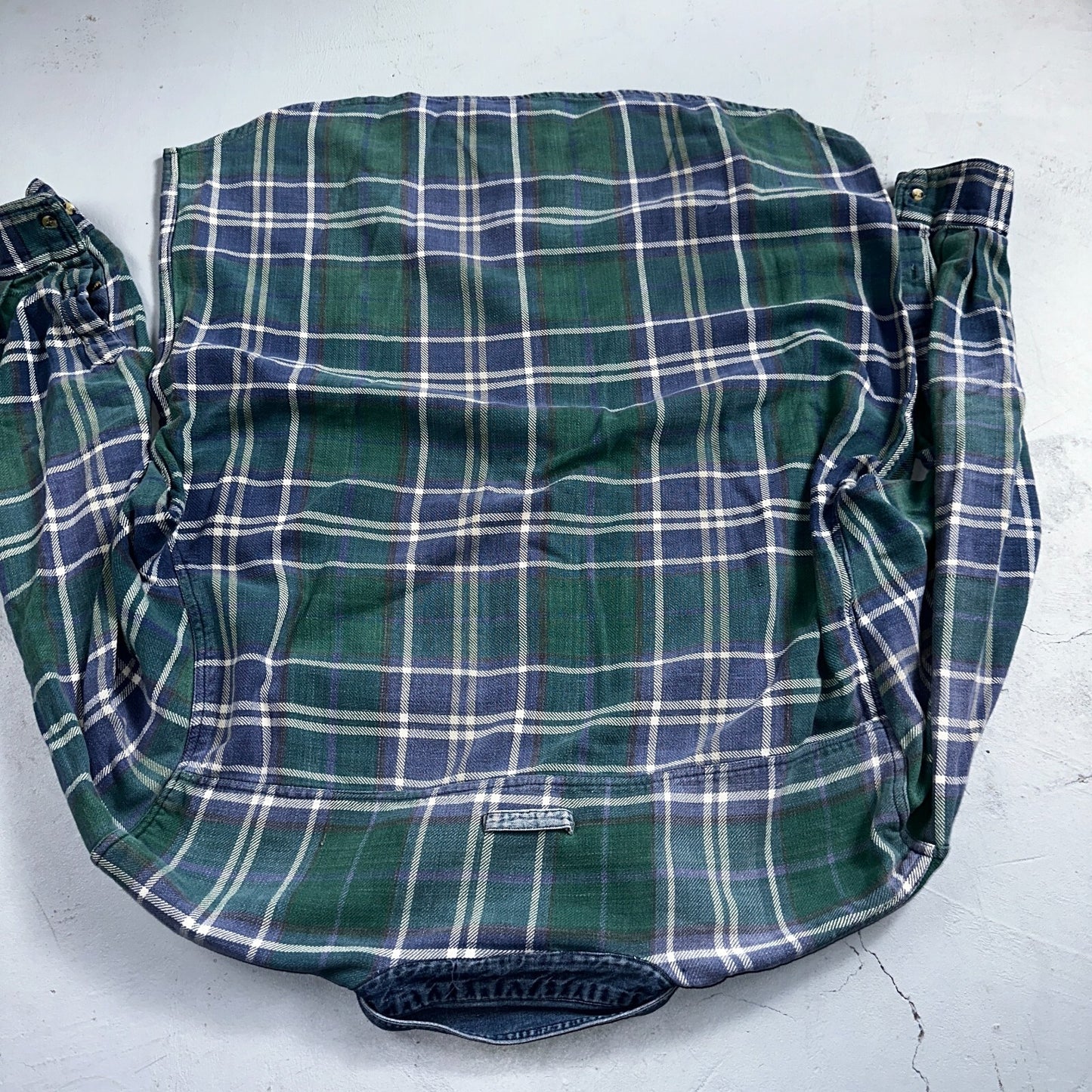 Vintage 90s Disney Mickey 2XL Blue Green Plaid Flannel Shirt Embroidered Pocket