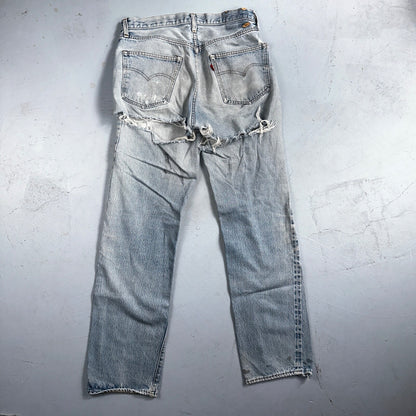 Levis 501 Vintage 80s Redline Selvedge USA XX Jeans Light Wash 35x38 Act 32x33