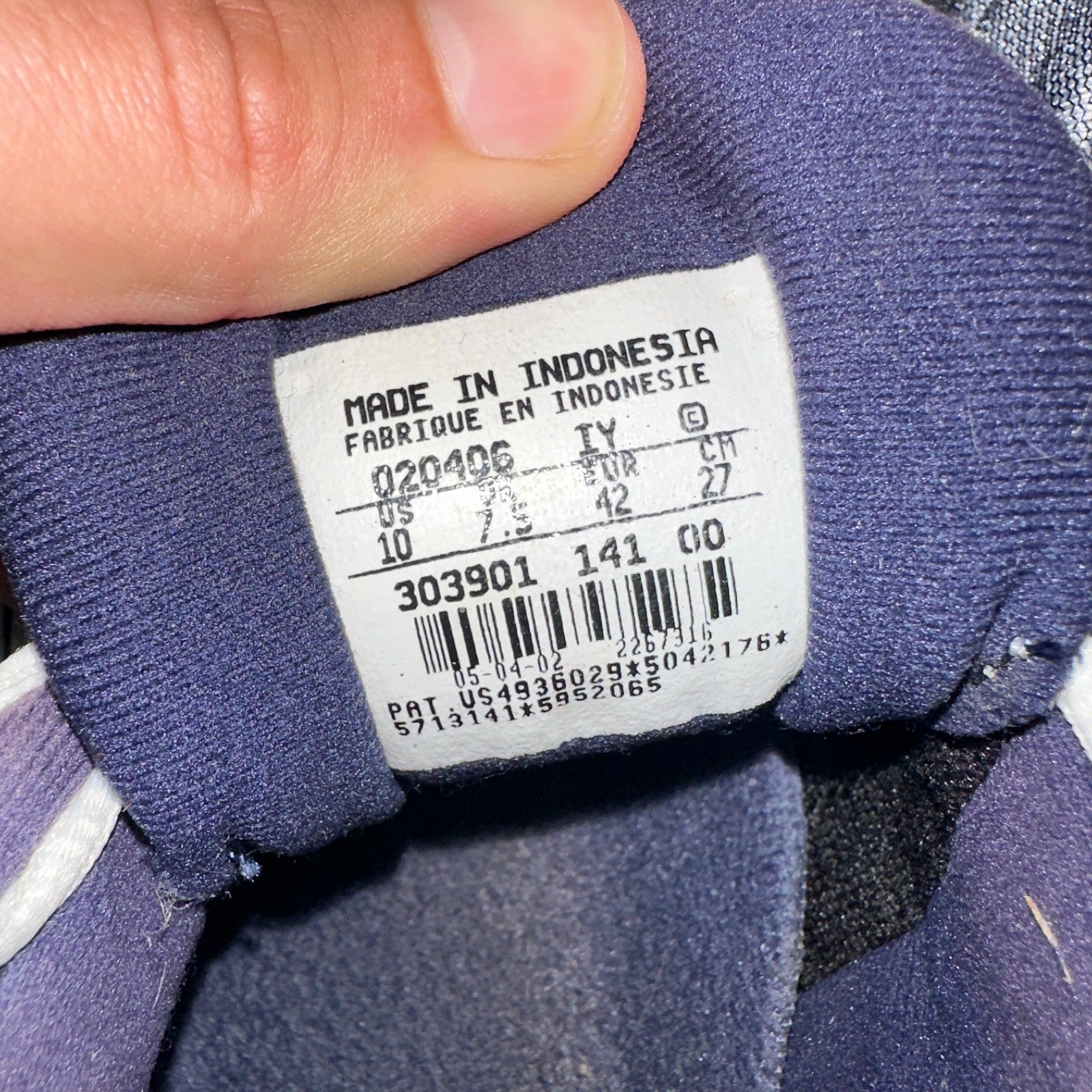 Vintage Nike Trainer Mens White Purple Size 10 USA Leather Sneaker 303901 Y2K