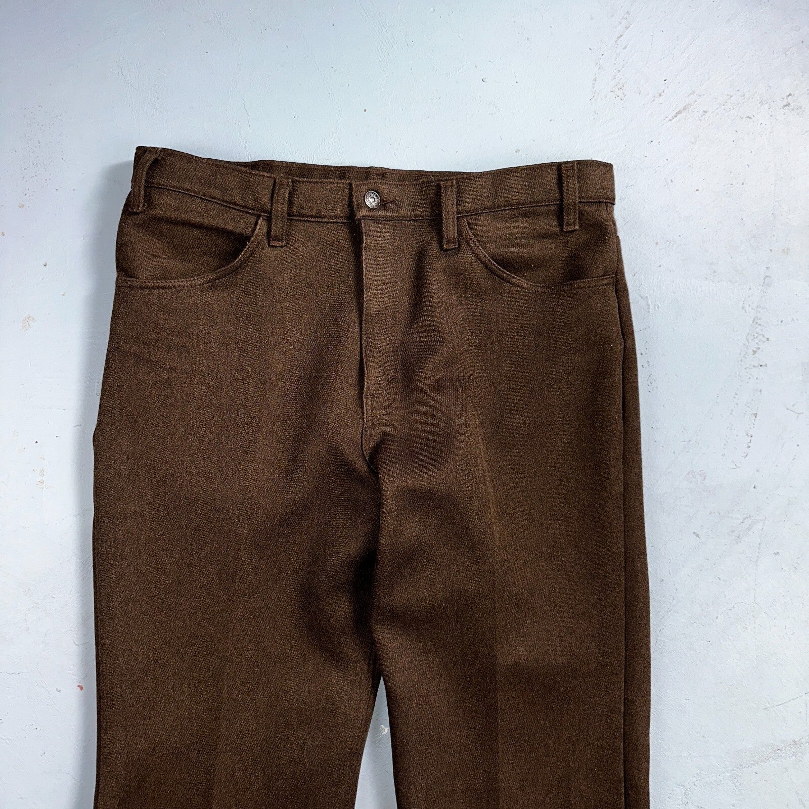 Levis 70s USA 517 36x31 Bootcut Pants Brown Polyester Slacks Vintage 35x30