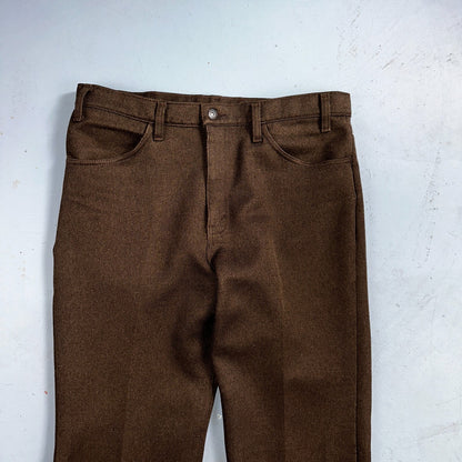 Levis 70s USA 517 36x31 Bootcut Pants Brown Polyester Slacks Vintage 35x30
