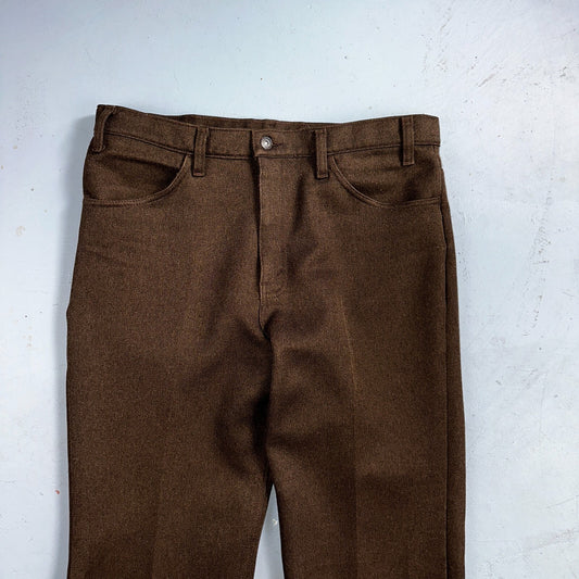 Levis 70s USA 517 36x31 Bootcut Pants Brown Polyester Slacks Vintage 35x30