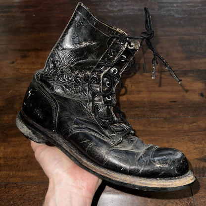 VTG Military Black Lace Up Work Boots 1950s 50s 60s Post WWII Size 8 ? High