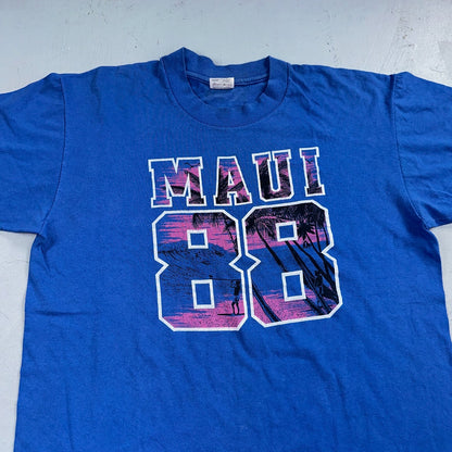 Maui 1988 Hawaii Vintage 80s T Shirt Blue Stedman Single Stitch Crazy Large 88