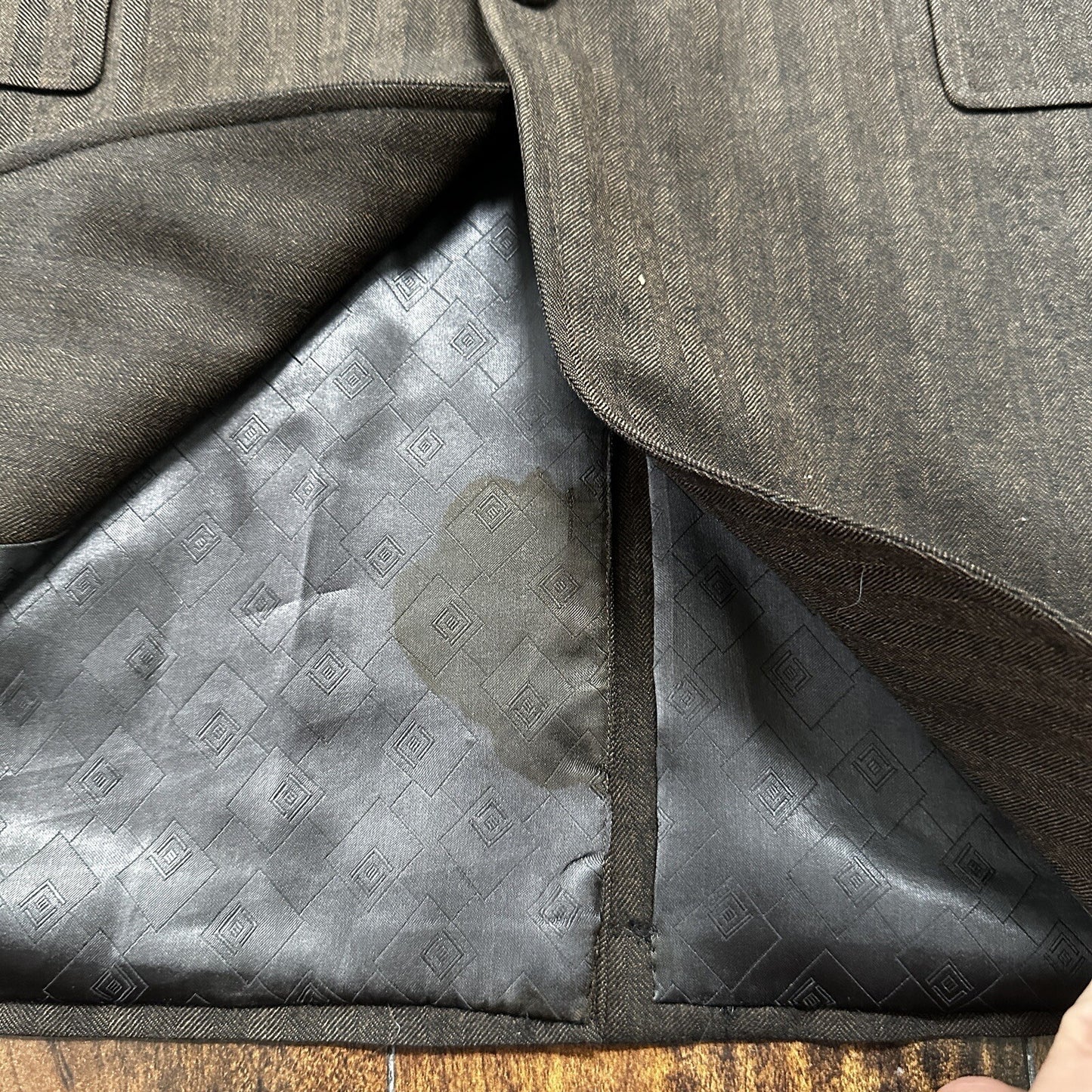 1960s 1970s Brown Striped Sport Jacket VTG Mens Suit 44 33x32 Rockabilly Wool