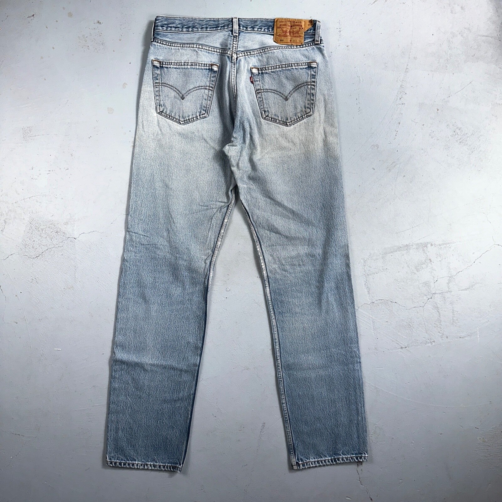 Levis 501 Vintage 90s XX Straight Leg Mexico Jeans 34x36 Light Wash Act 31x33