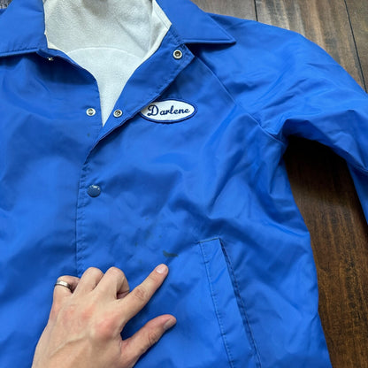 Ford V8 VTG 90s Hartwell Satin Coaches Jacket Lined Windbreaker Size Small Blue