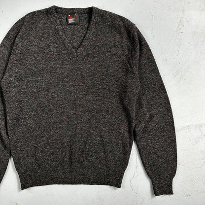 Robert Bruce Vintage Sweater Mens L Gray V Neck Knit Pullover 90s