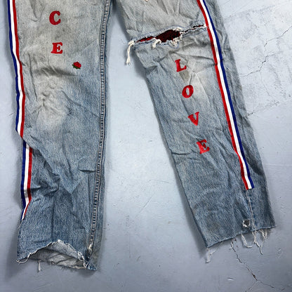 Levis 501 Vintage 90s USA XX Straight Leg Jeans Blue Custom Love 36x34 Act 33x32