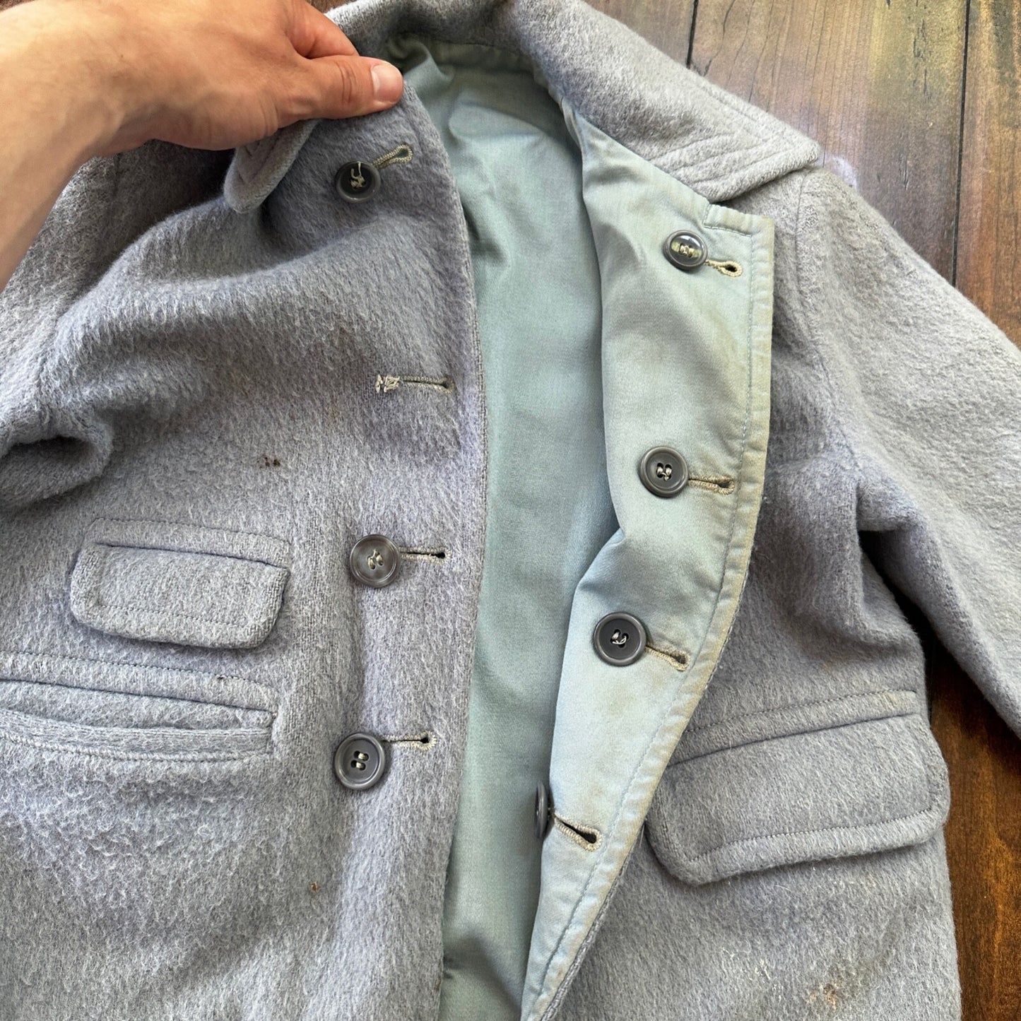 Vintage Boys Jacket Toddler Rockabilly 40s 50s Kids Baby Coat Blue Pocket Watch