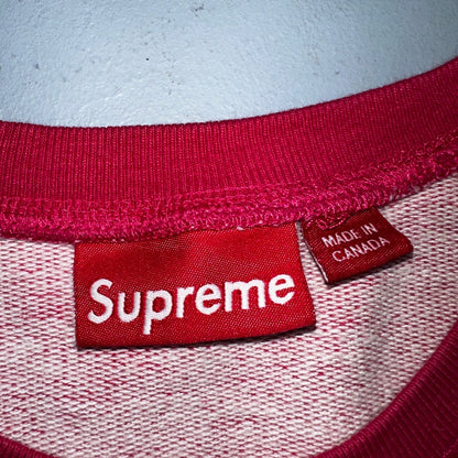 Supreme Pink Script Log Sweater Large Knit Box Logo Simple Subtle Raglan