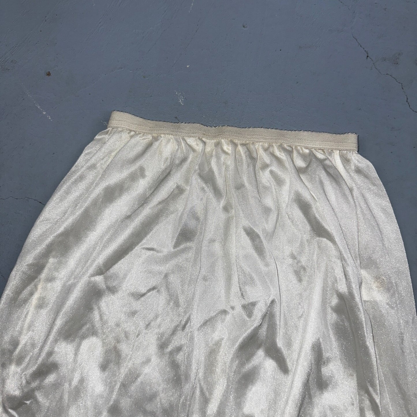 Velrose Women Slip Skirt Lace Hem Elastic Waist White Small VTG Lingerie