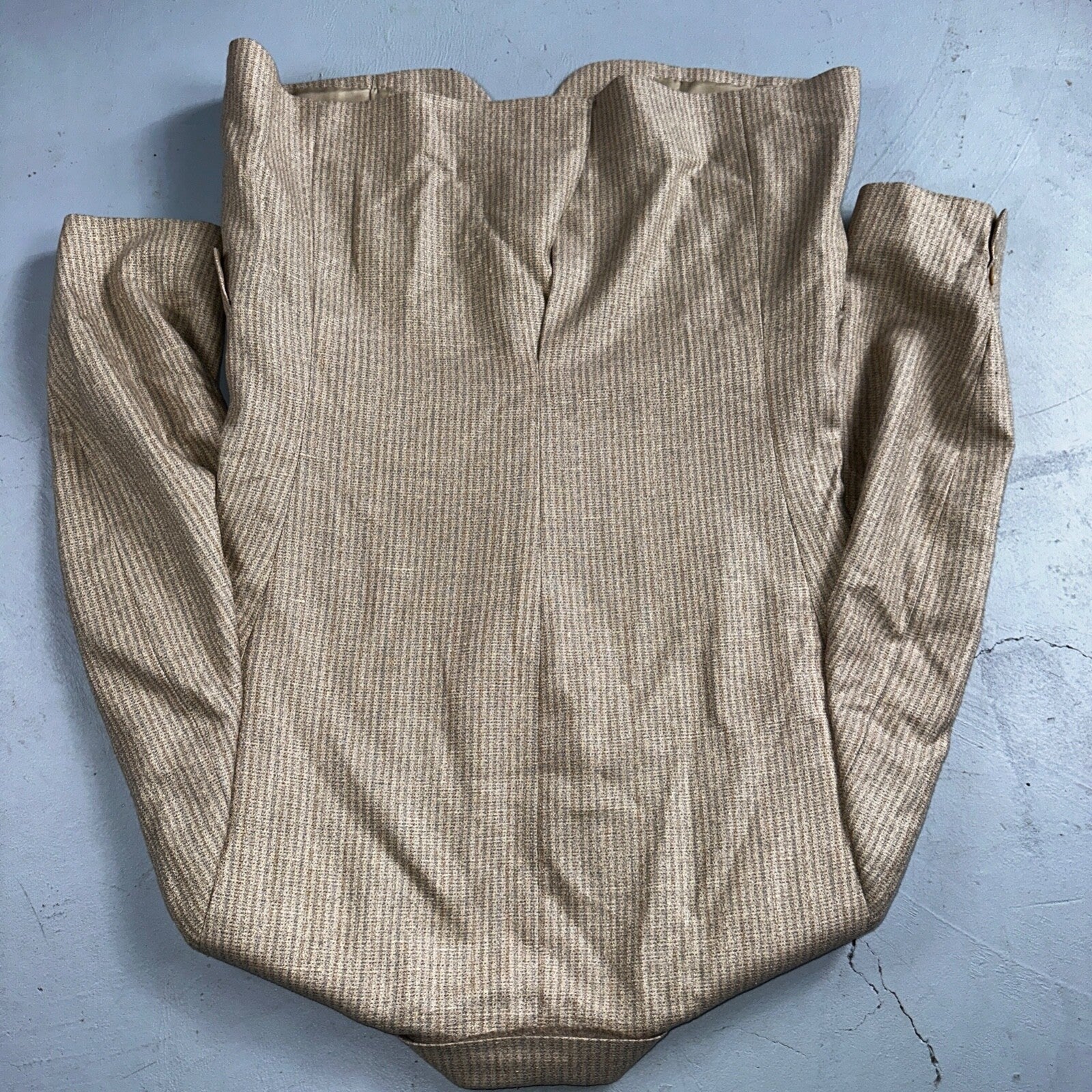 VTG Mens Suit 40S Jacket Sport Coat Rockabilly 80s 90s Wool Stripe Brown Short