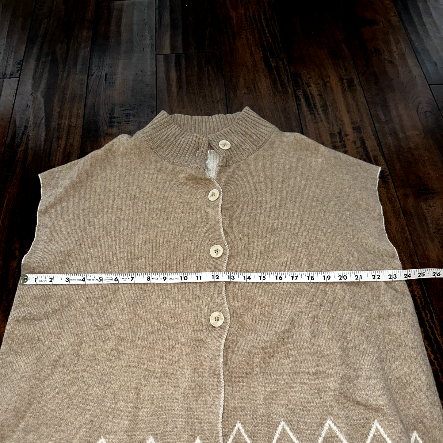 Note di Anita Cardigan Sweater Vest Wool Cashmere Blend Snap-Front One Size