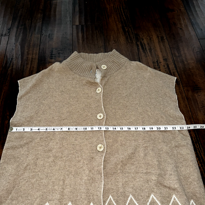 Note di Anita Cardigan Sweater Vest Wool Cashmere Blend Snap-Front One Size